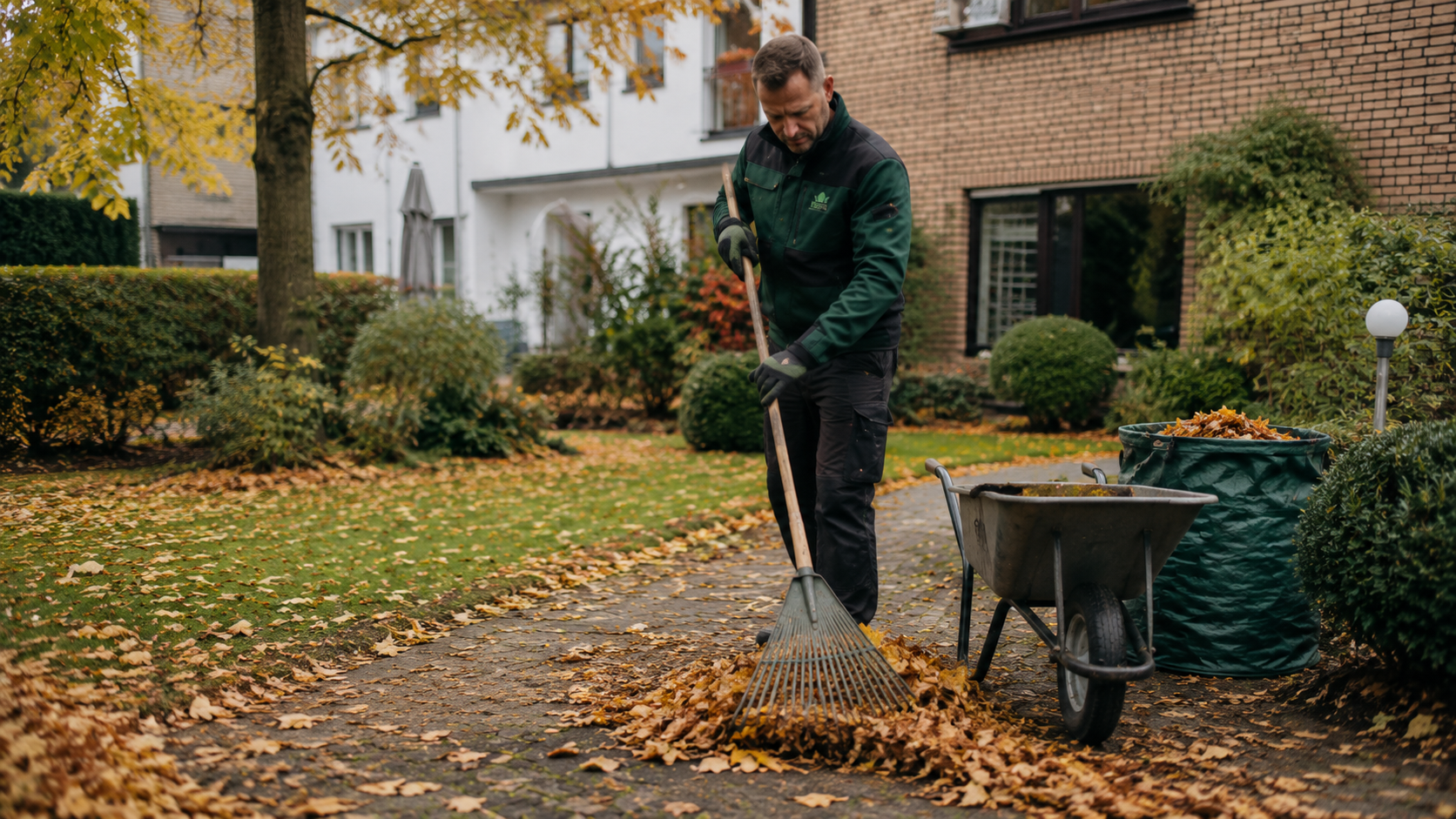 Laubservice und Laubentfernung in einem Garten in Bochum