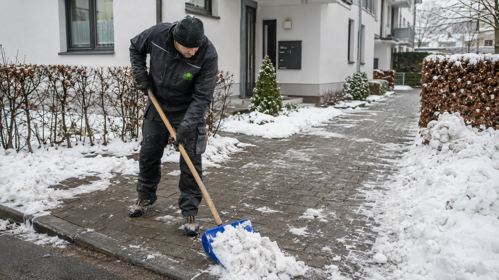 Geräumte Gehwege und Zuwegungen an einem Wohnobjekt in Bochum