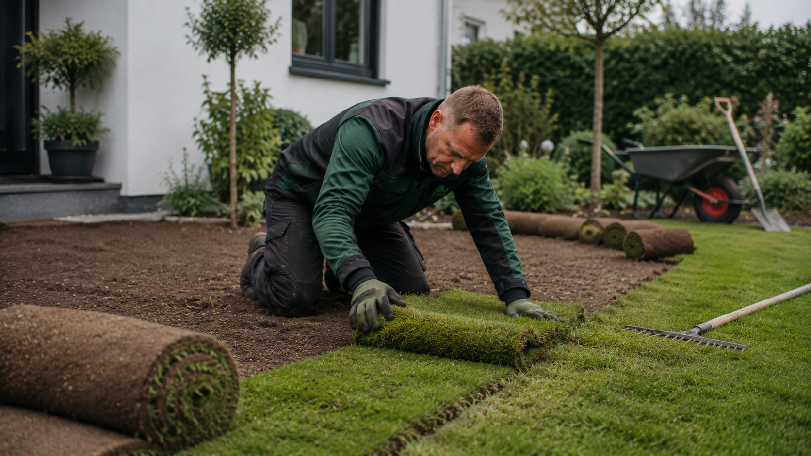 Rollrasen verlegen durch Service Haus und Garten in Bochum